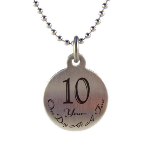 10 Year Sobriety Anniversary Medallion Necklace