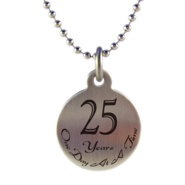 25 Year Sobriety Anniversary Medallion Necklace