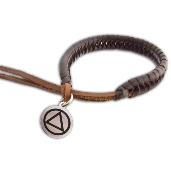 AA Alcoholics Anonymous Braided Leather Bracelet
