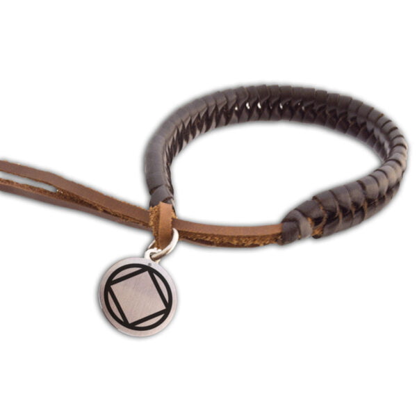 NA Narcotics Anonymous Braided Leather Bracelet