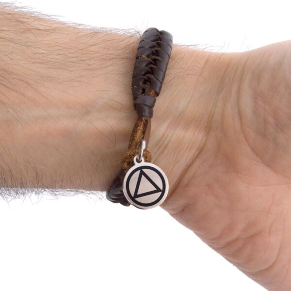 AA Alcoholics Anonymous Braided Leather Bracelet