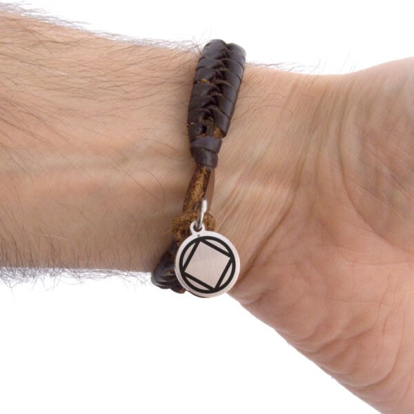 NA Narcotics Anonymous Braided Leather Bracelet