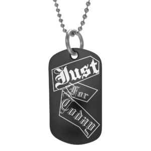 Just for Today Black Dog Tag Necklace