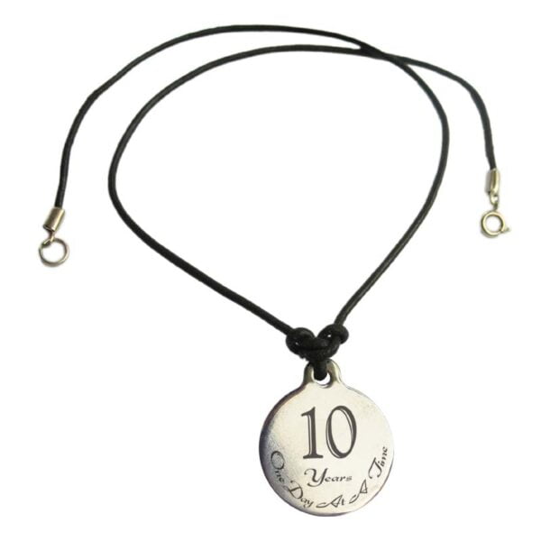 Sobriety Anniversary Leather Necklace 10 Years