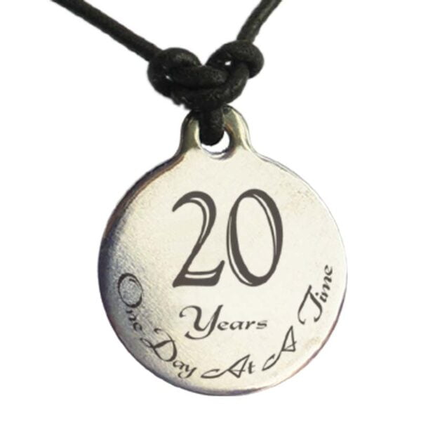 Sobriety Anniversary Leather Necklace 20 Years