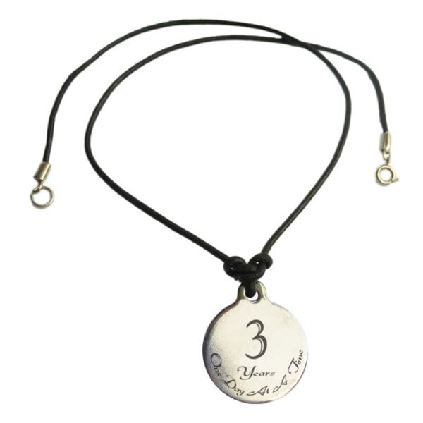 Sobriety Anniversary Leather Necklace 3 Years