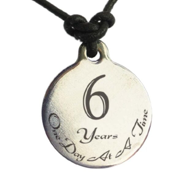 Sobriety Anniversary Leather Necklace 6 Years