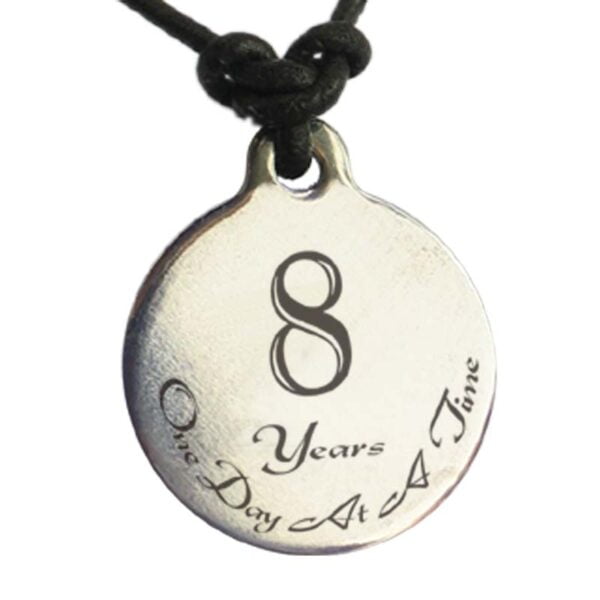 Sobriety Anniversary Leather Necklace 8 Years