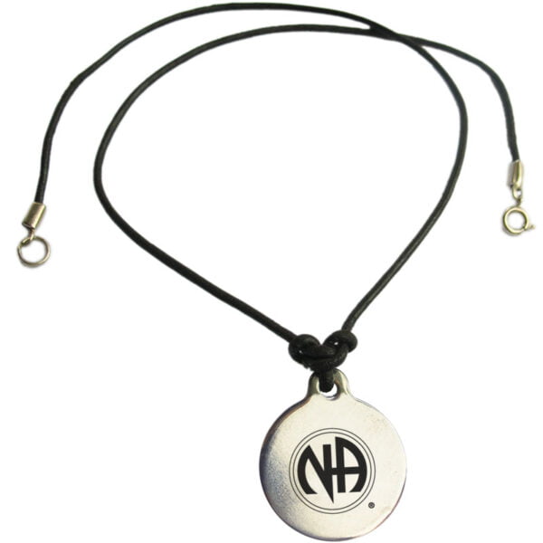 NA Narcotics Symbol Prayer Leather Necklace