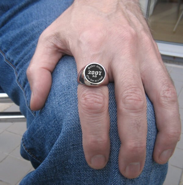 Sober Year Ring for Men for AA or NA SIZE 12