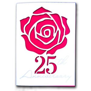 3-D Laser Cut Rose and Anniversary Year Greeting Card